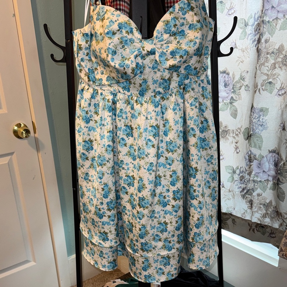 Altar'd State Cream Dress with Blue Floral Print